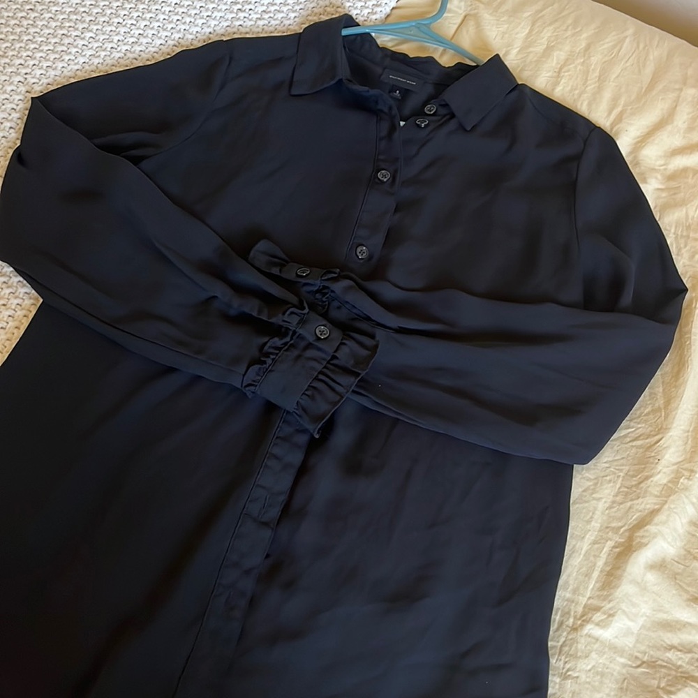 Black Button Up Office Blouse